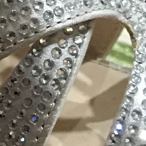 Pelle Moda silver crystal faux snakeskin platform heels 5.5 - Picture 2 of 6